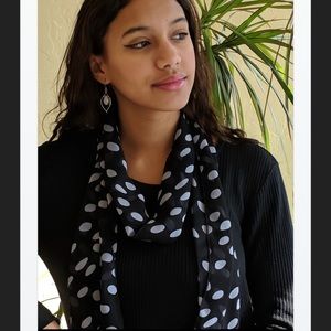 Lavender and black silk pok a dot scarf. New.